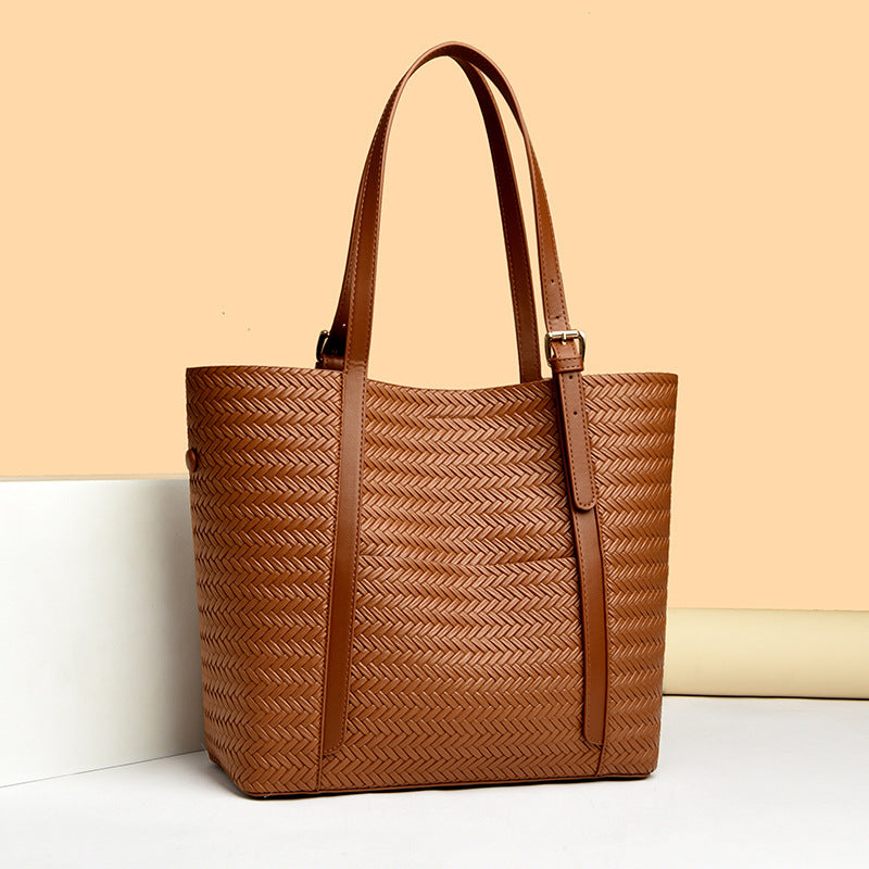Women's Fashionable Woven Pattern Commuter Large Capacity Vegetable Bags
