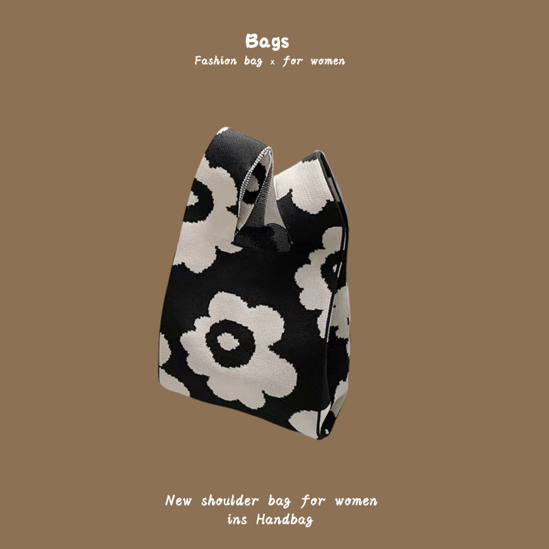 Women's Hand Carrying Box Lunch Contrasting Color Bucket Bags