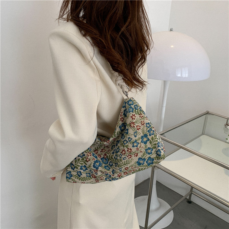 Underarm Autumn Ethnic Style Flower Fashion Women's Shoulder Bag