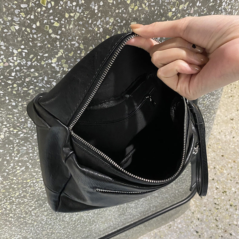 Women's Large Capacity Simple Solid Color Soft Shoulder Bags