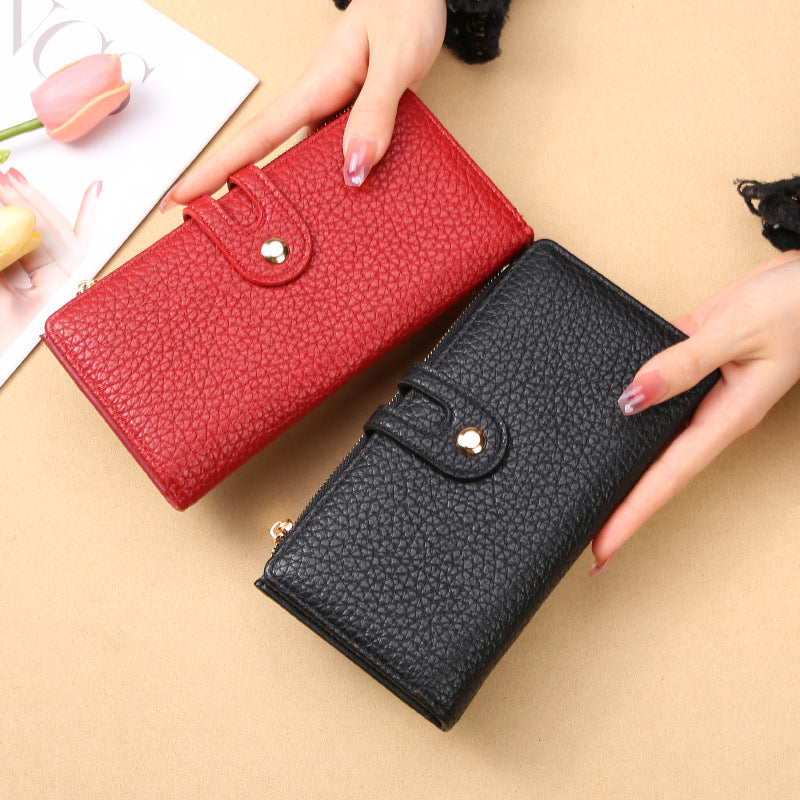 Women's Long Multiple Slots Single Zipper Ladies Wallet