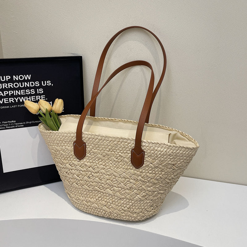 Women's Large Capacity Straw Korean Beach Fashion Shoulder Bags