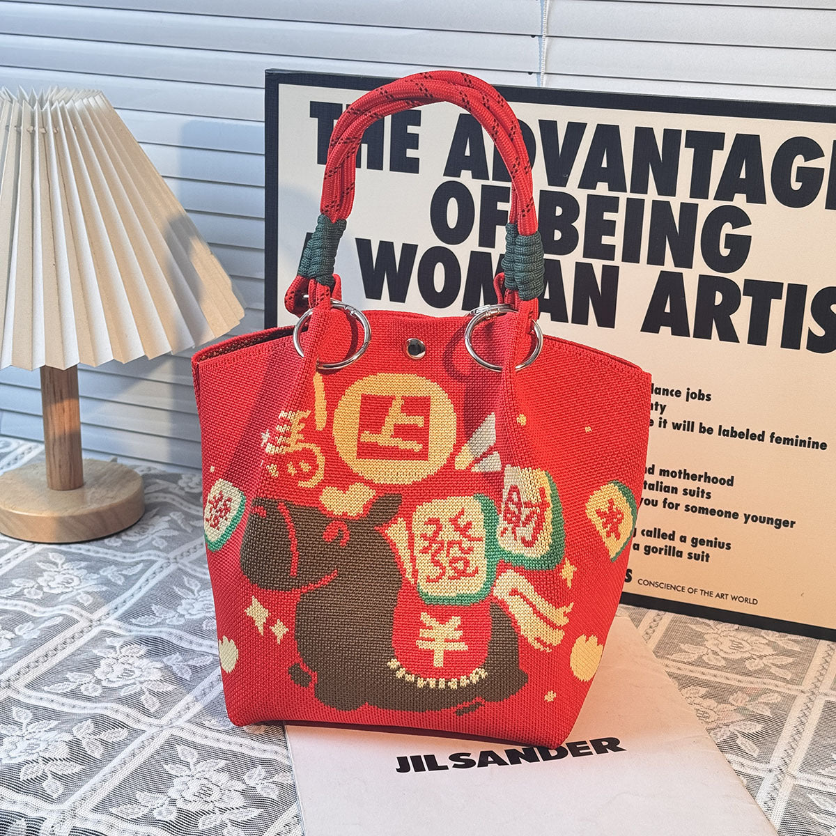 Festival Knitted Portable Out Large Capacity Women's Handbag