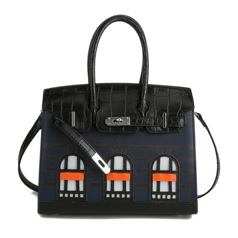 Women's Classic Contrast Color House Portable Shoulder Bags