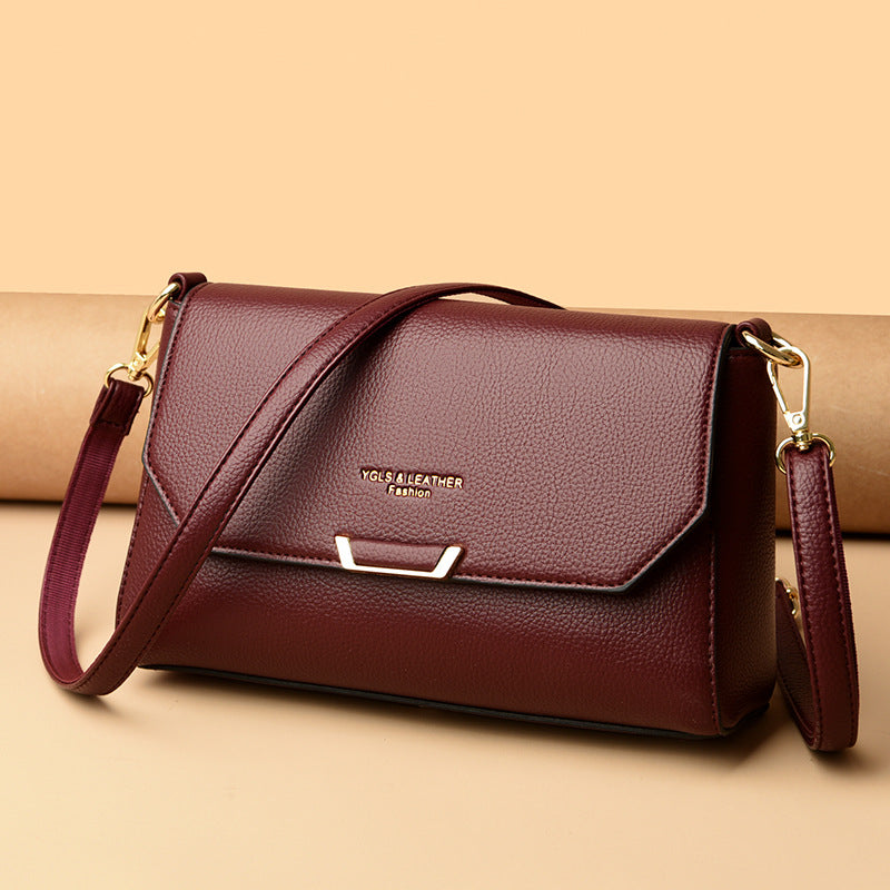 Fashion Soft Leather Portable Mother Texture Small Square Bags