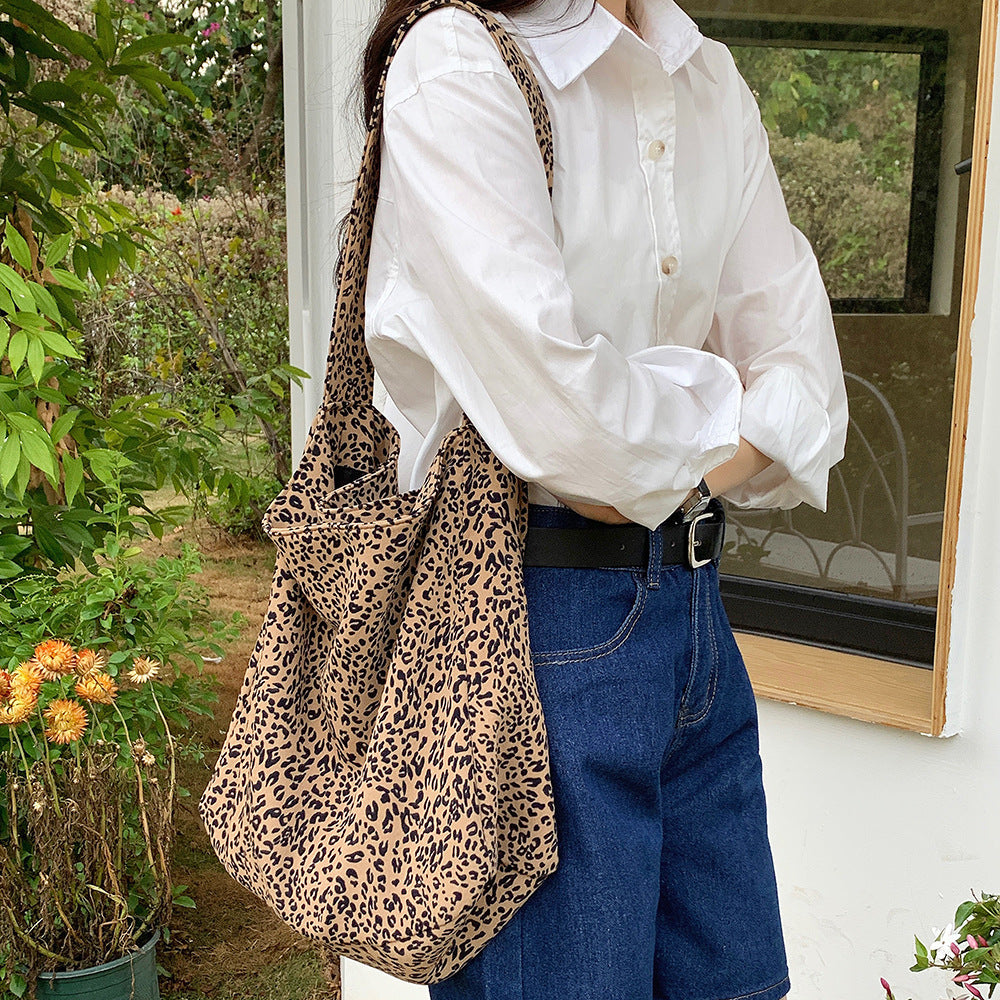 Women's Leopard Print Single Large Capacity Commuter Shoulder Bags