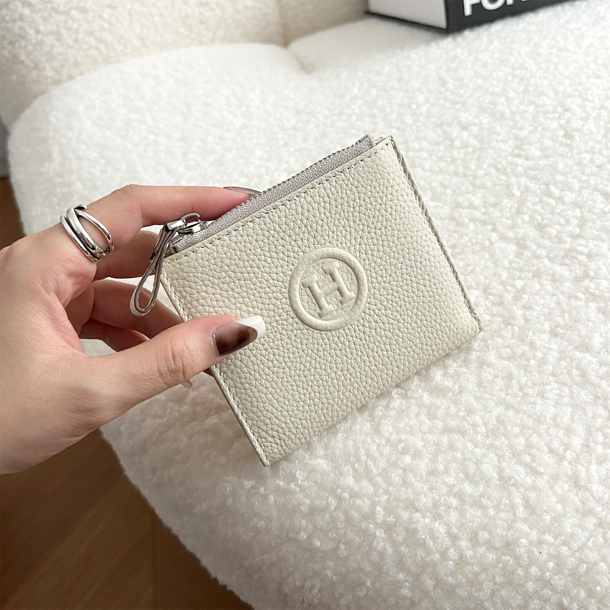 Women's Cowhide Short Half Fold Multiple Slots Ladies Wallet