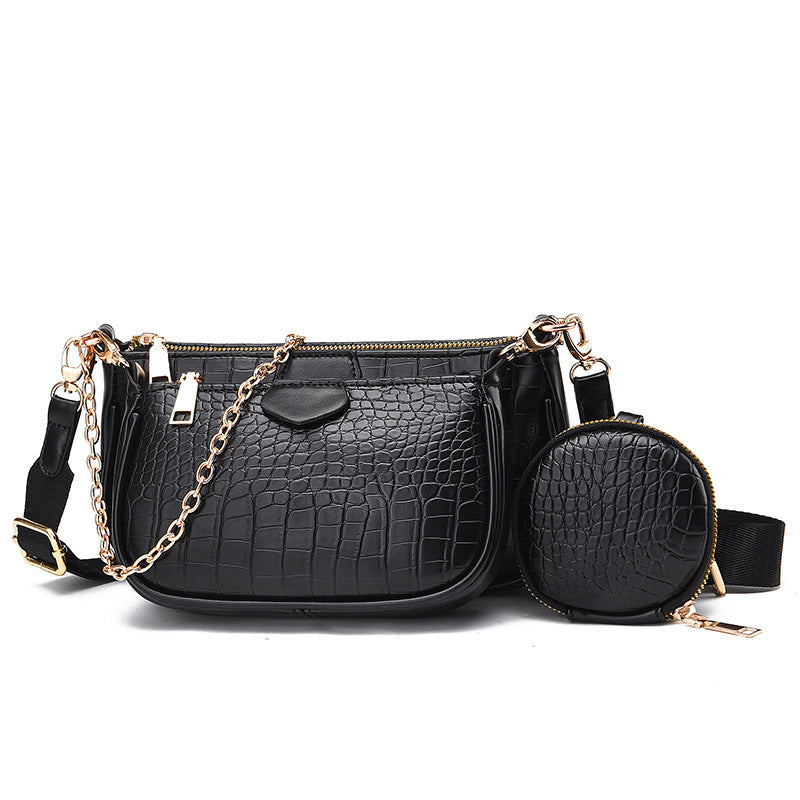 Summer Three-in-one Crocodile Pattern Soft Face Crossbody Bags