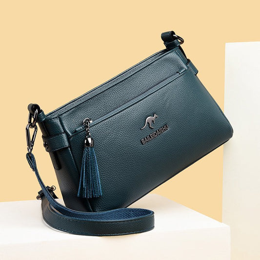 Women's Genuine Leather Tassel Trendy Korean Style Shoulder Bags