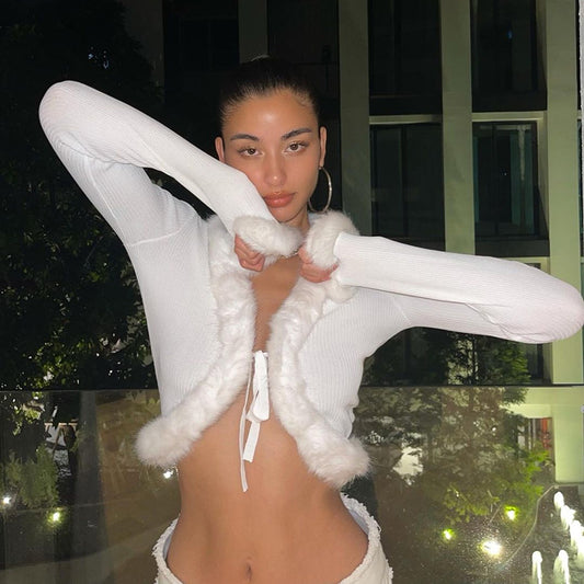 Women's Sexy High-grade Furry Sunken Stripe Slim Knitwear