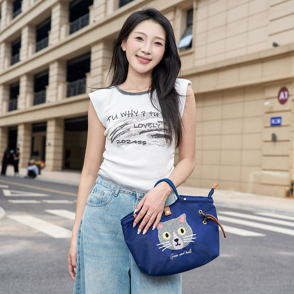Cute Portable Pull Class Commuter Lunch Women's Handbag