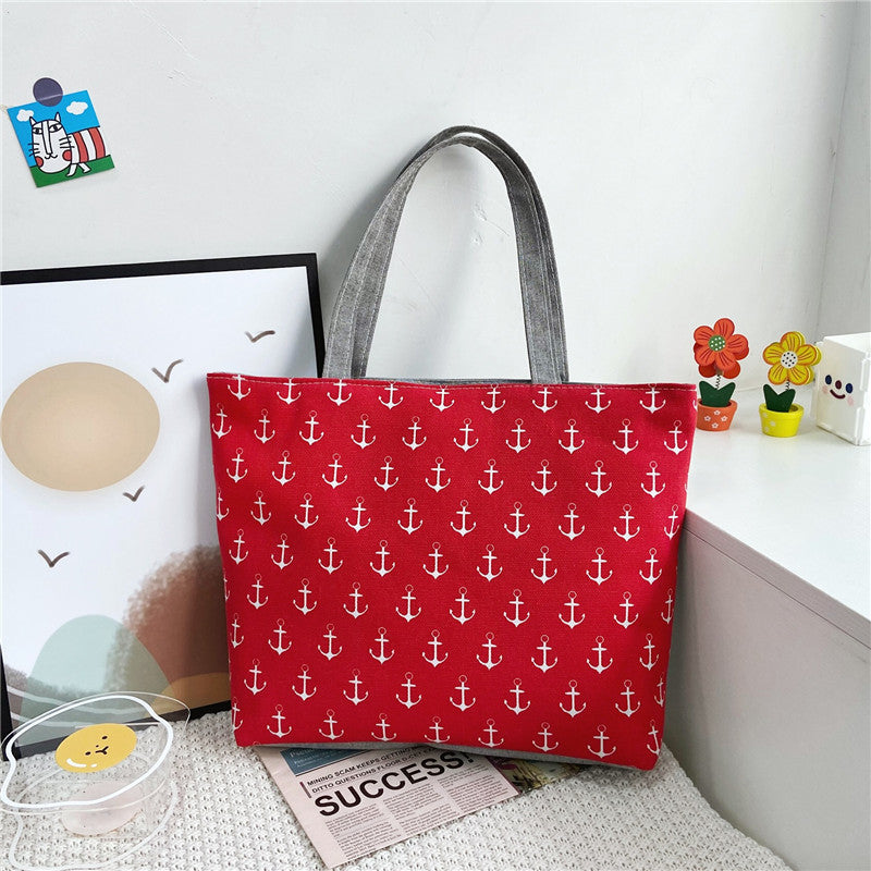 Women's Canvas Large Capacity Printed Korean Literary Women's Shoulder Bag