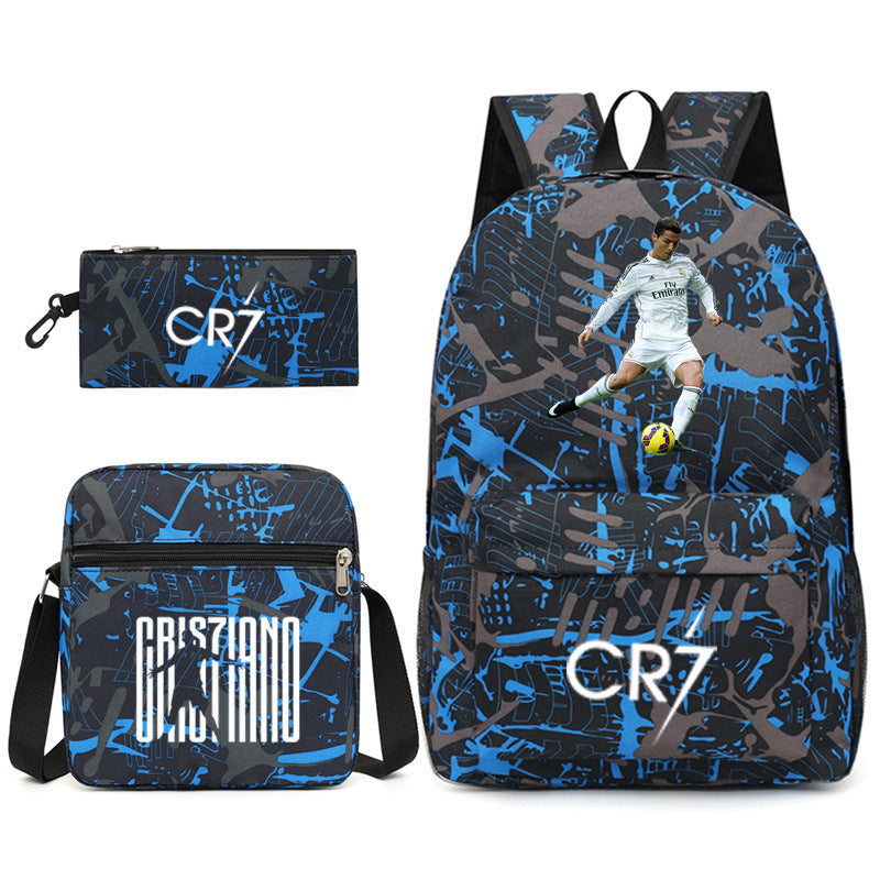 Football Luo Peripheral Printed Three-piece Set Backpacks