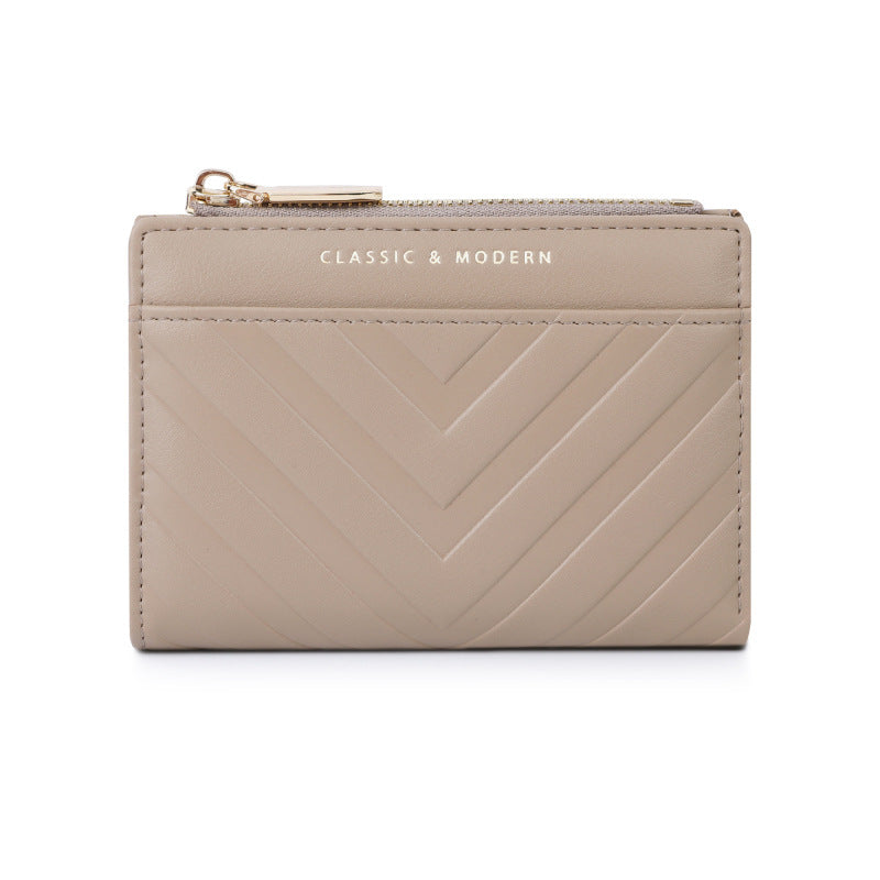 Women's Striped Embossed Leather For Multiple Slots Fashion Purses