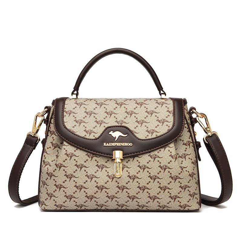 Classy Women's Fashion Color Contrast Printed Shoulder Bags