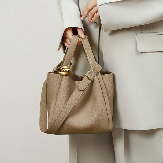 Niche Designer Genuine Leather Portable Vegetable Bags