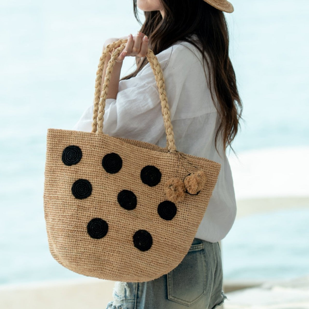 Women's High-grade Raffia Hand-woven Large Capacity Beach Women's Shoulder Bag