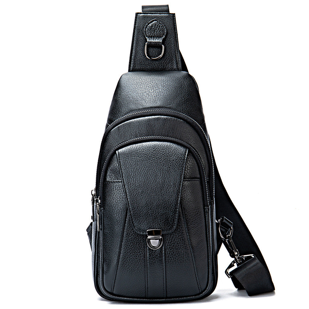 Men's Leather First Layer Trendy Large Capacity Men's Chest Bags
