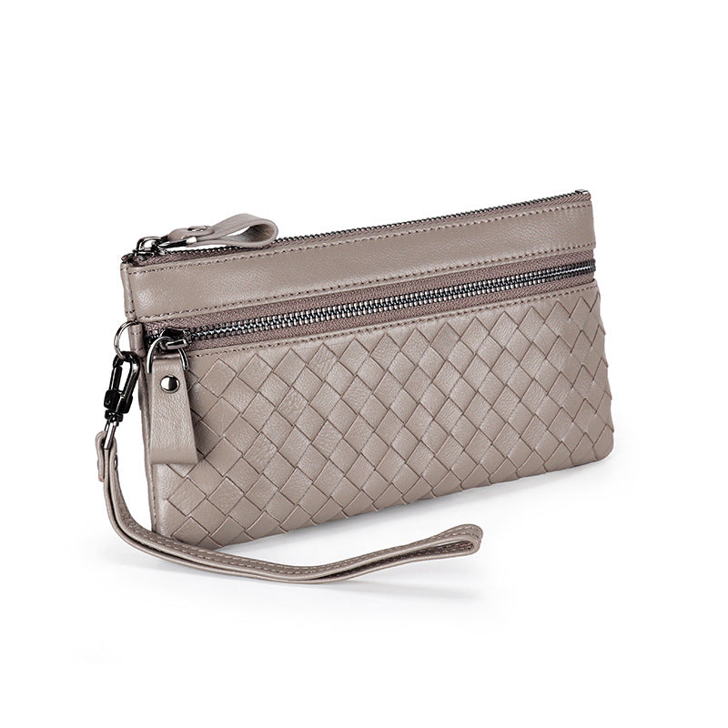 Women's & Men's Woven Long Zipper Clutch Large Capacity Ladies Wallets