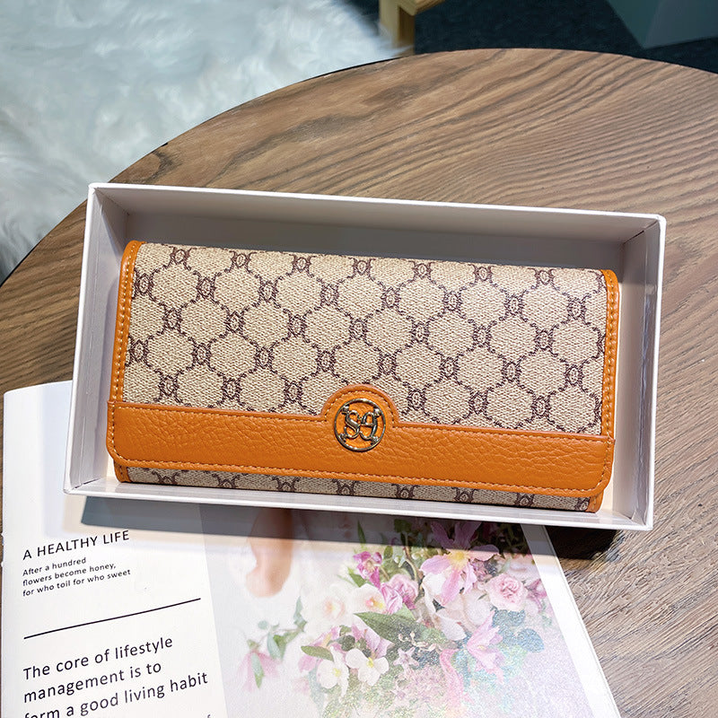 Women's Fashion Long Two Fold Genuine Leather Ladies Wallets