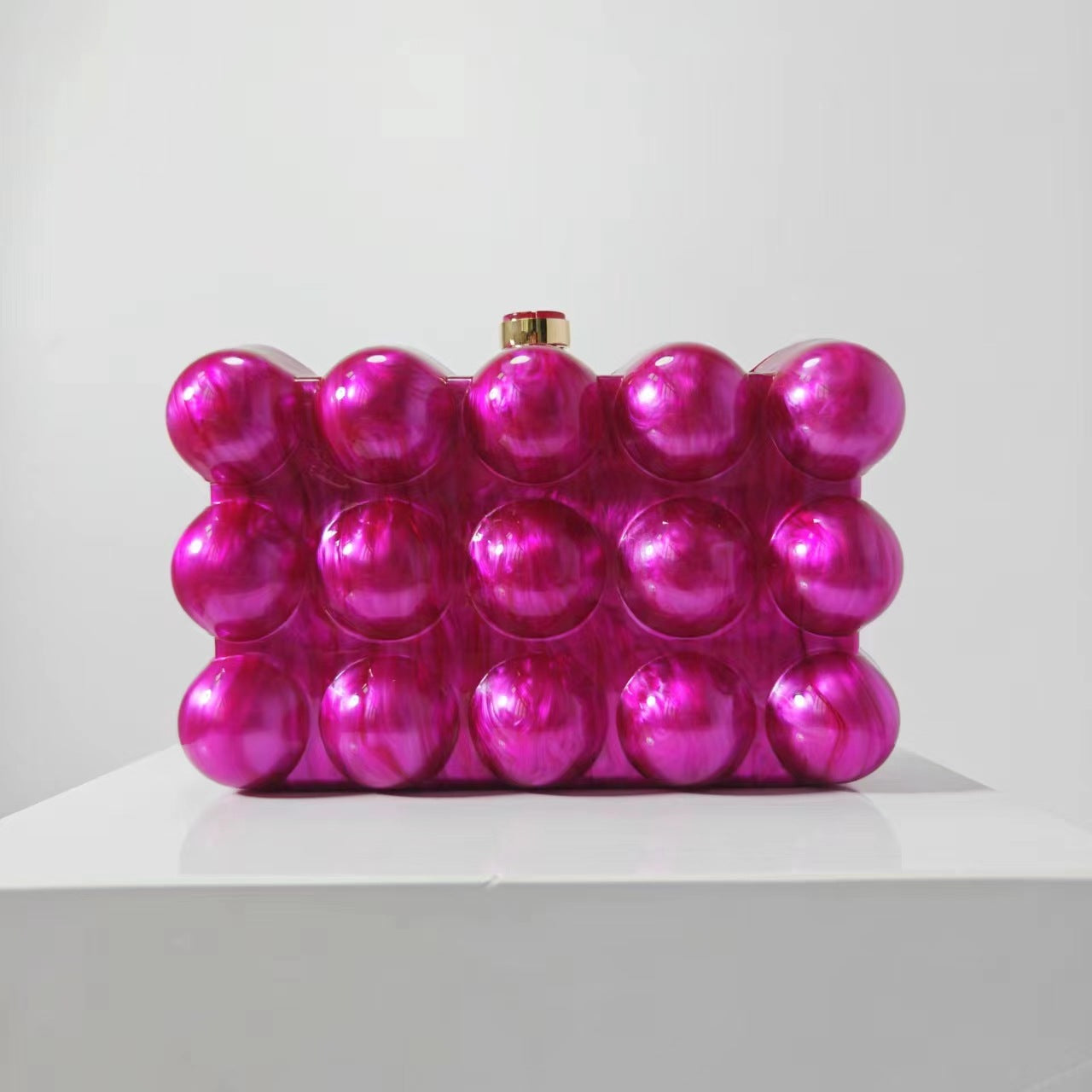 French Wave Pearlescent Egg Shell Acrylic Evening Bags
