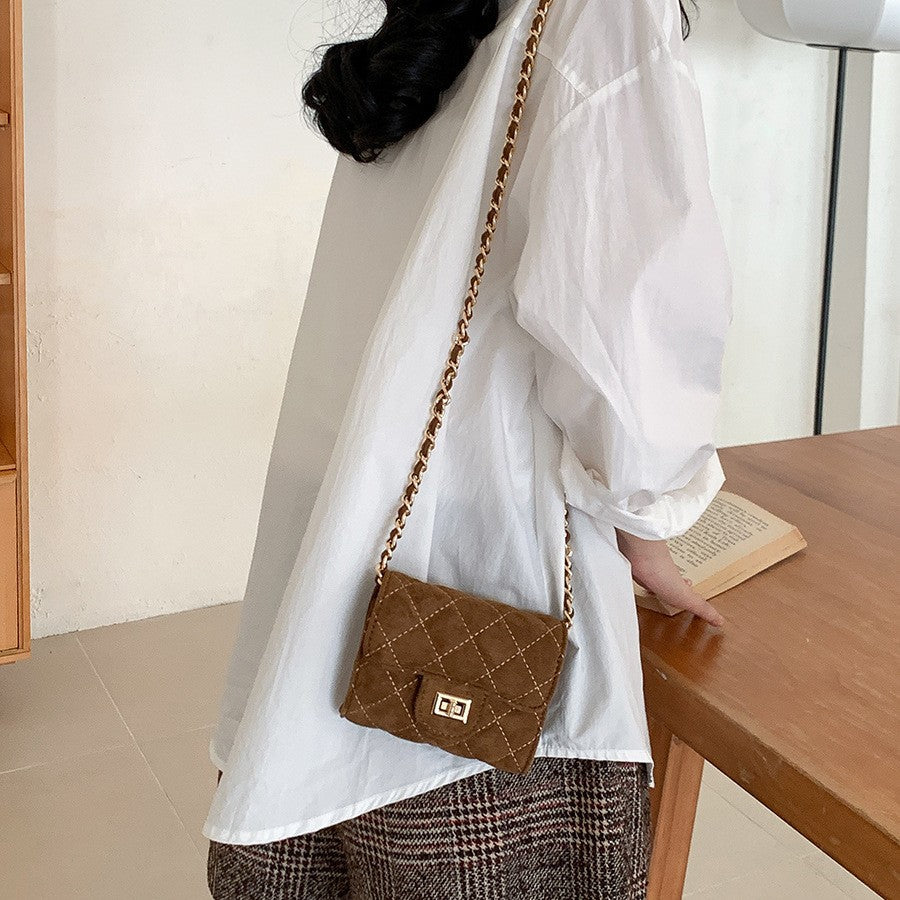 Women's Style Chain Suede Rhombus Retro Flip Crossbody Bags