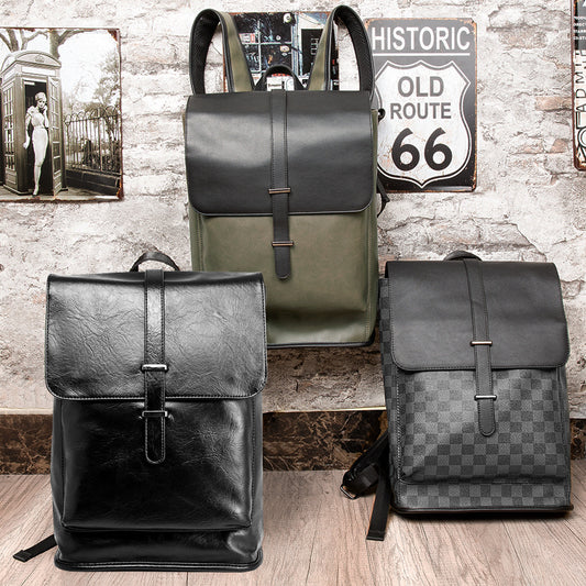 Men's Korean Large Capacity Trendy Plaid Batch Backpacks