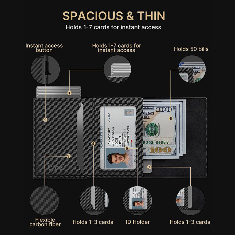 Men's Pop-up Aluminum Box Shield Large Capacity Men's Wallets