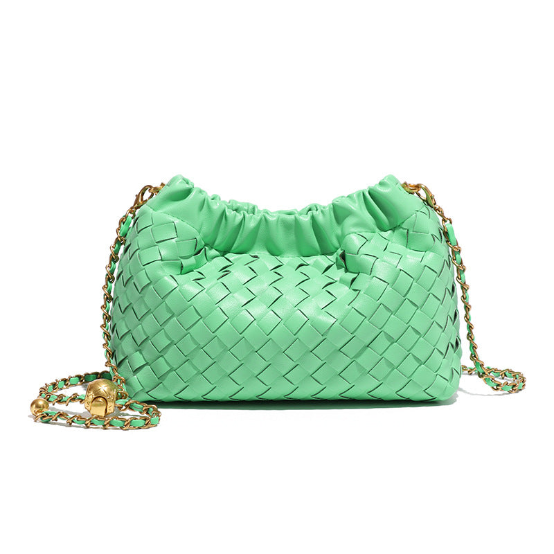 Women's Pleated Cloud Fashion Golden Ball Hand-woven Bags