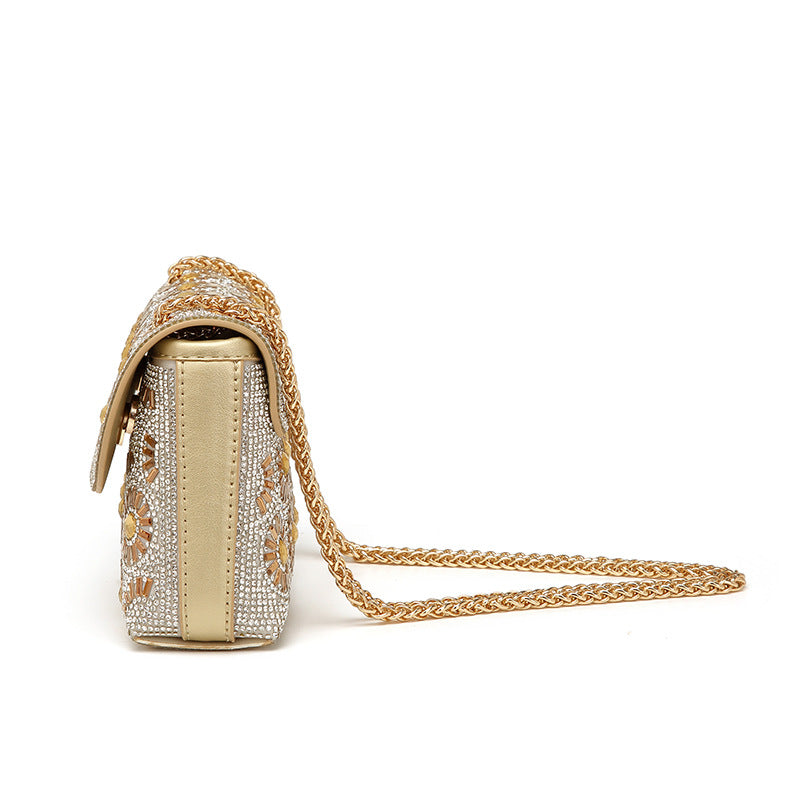 Women's Diamond Party Dinner Fashion Sunflower Shiny Shoulder Bags
