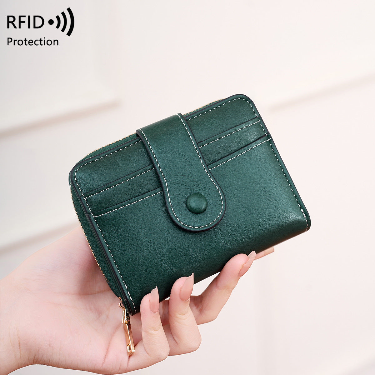 Durable Women's Short Multifunctional Zipper Retro Ladies Wallet