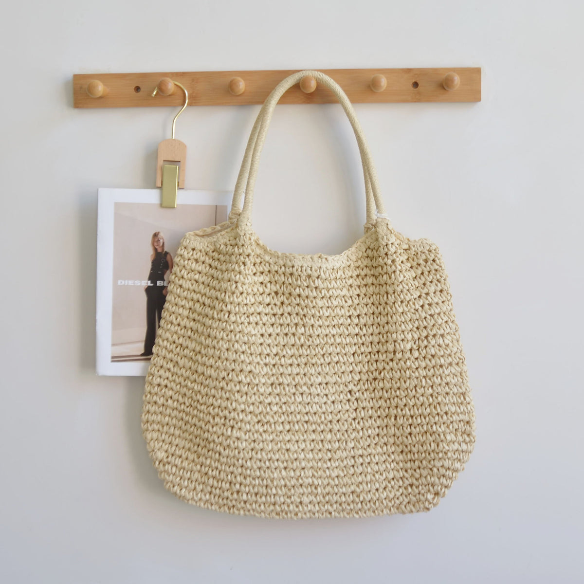 Capacity Straw Simple Style Commuter Hand Women's Shoulder Bag