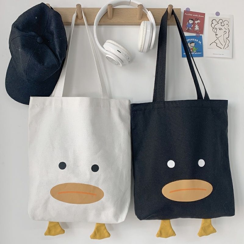 Women's Yellow Duck Canvas Fresh Cute Big Mouth Design Sense Fashion Women's Handbag