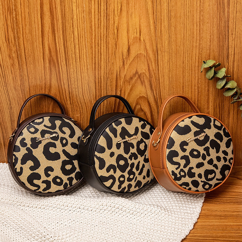 Women's Printed Contrast Color Round Korean Style Women's Shoulder Bag