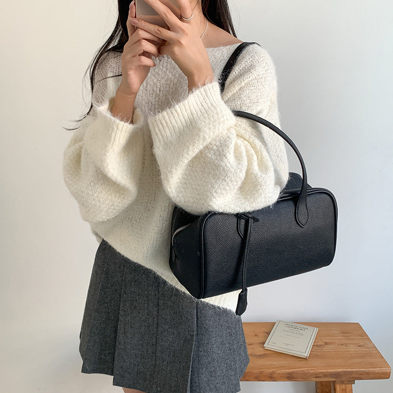 Women's Soft Leather Simple Boston High-grade Korean Style Bags