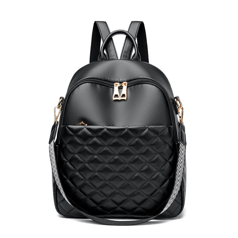 Rhombus Soft Leather Simple Large Capacity Backpacks