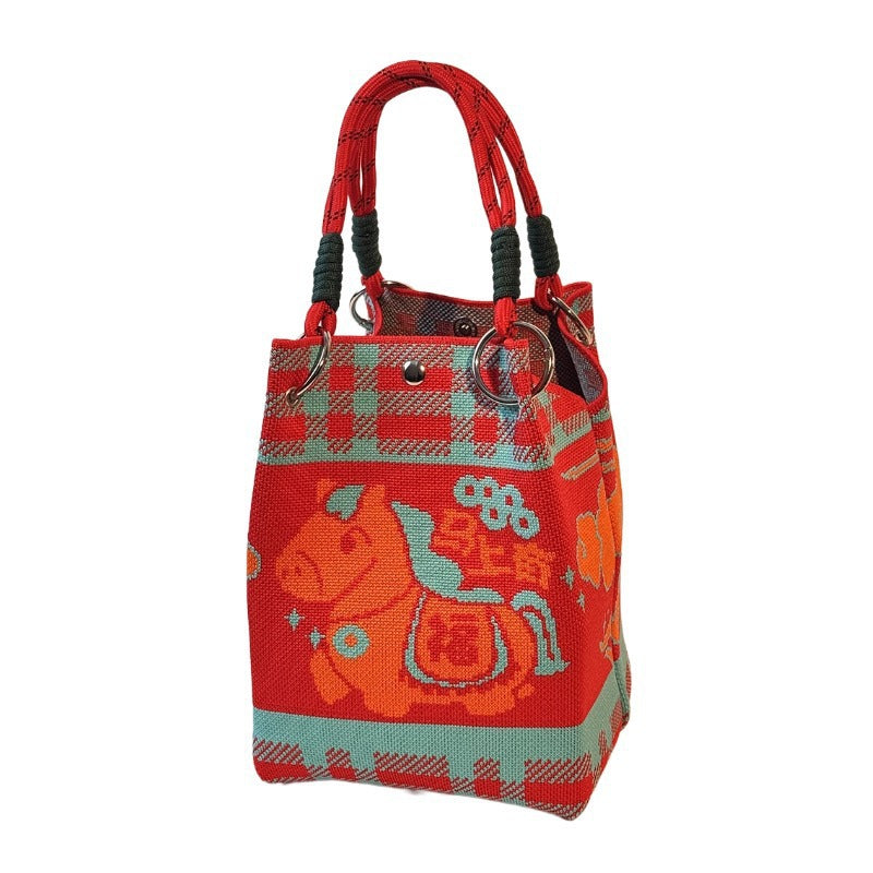 Festival Knitted Portable Out Large Capacity Women's Handbag