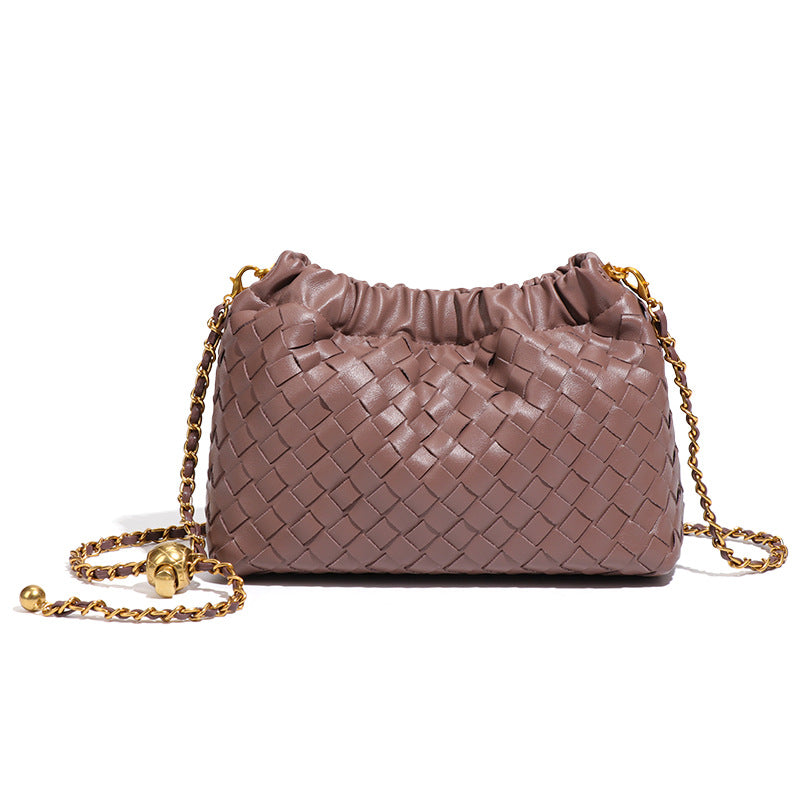 Women's Pleated Cloud Fashion Golden Ball Hand-woven Bags