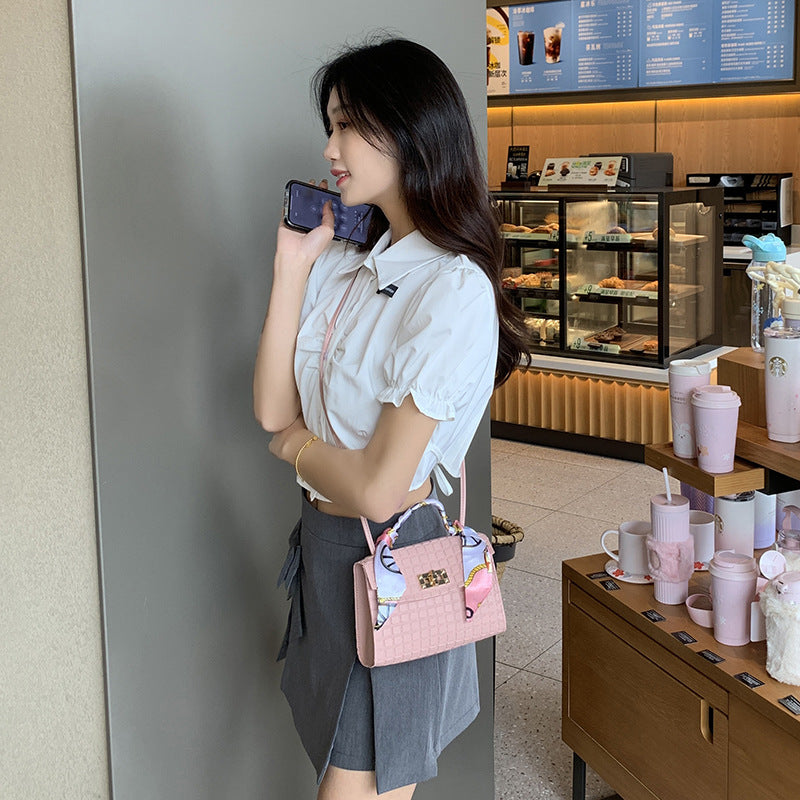 Plaid Embossed Silk Scarf Fashion Pouches Shoulder Bags