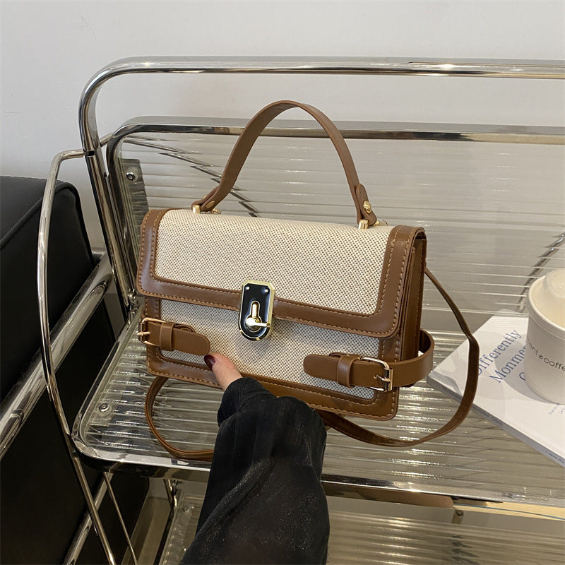 Trendy Contrast Color Western Style Portable Women's Shoulder Bag