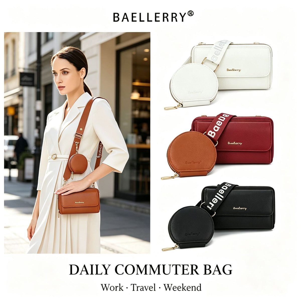 Women's Fashion Litchi Pattern Letter One Combination Bags