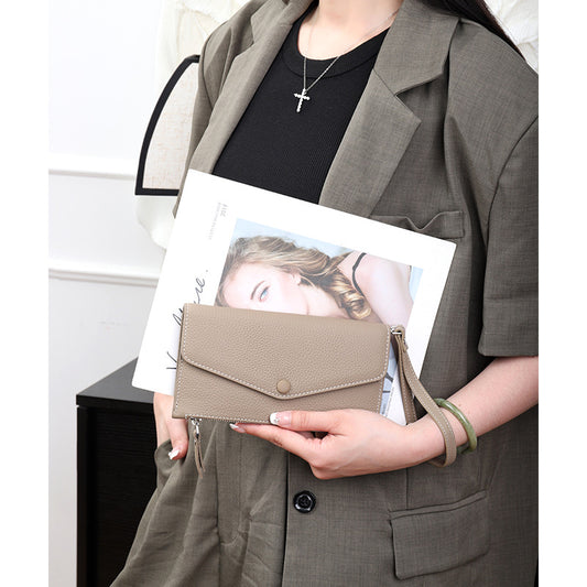 Women's Long Mobile Integrated Clutch Genuine Leather Ladies Wallets