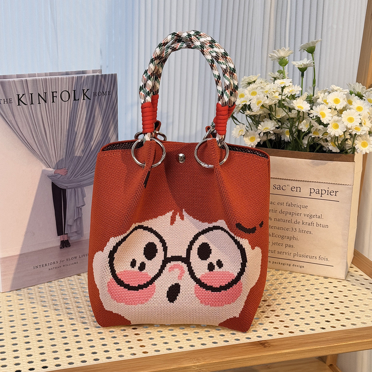 Festival Knitted Portable Out Large Capacity Women's Handbag