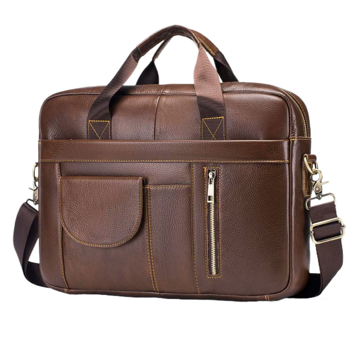 Men's Leather Business First Layer Cowhide Large Laptop Bags