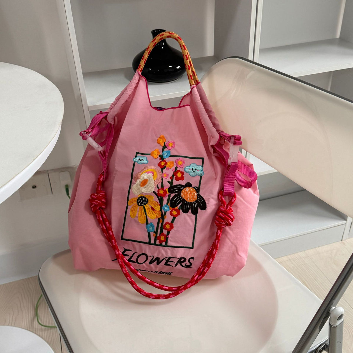 Women's Nylon Embroidered Fashion Niche Large Capacity One Women's Shoulder Bag