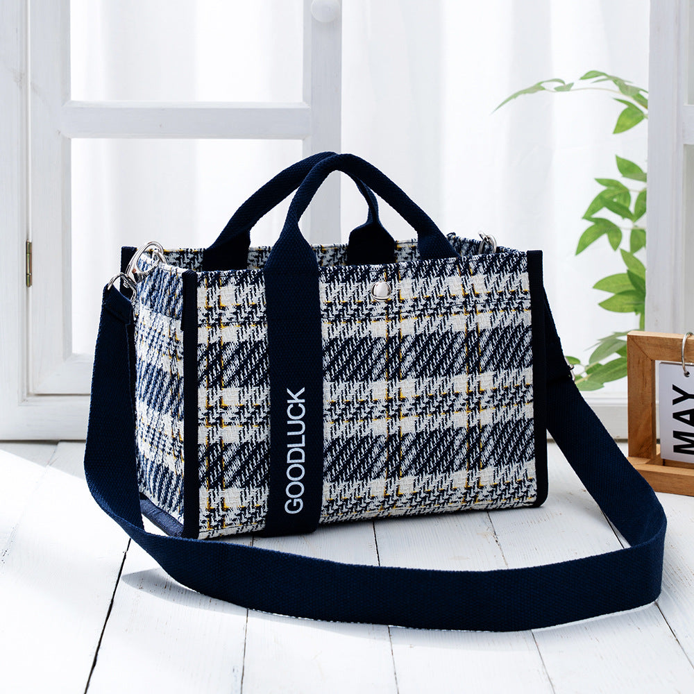 Women's Portable Waterproof Film Canvas Striped Handbags