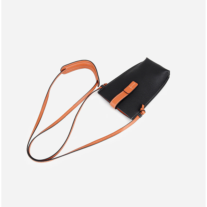 Women's Mobile Mini Genuine Cattlehide Leather Surface Women's Messenger Bag