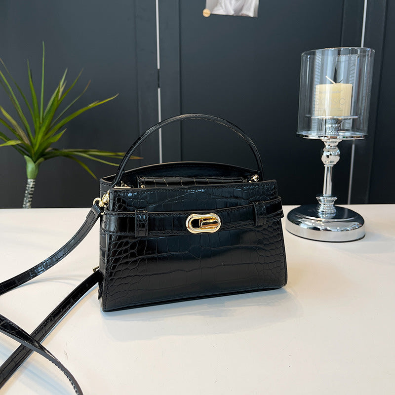 Crocodile Pattern Charles Keith Portable Kelly Female Women's Shoulder Bag