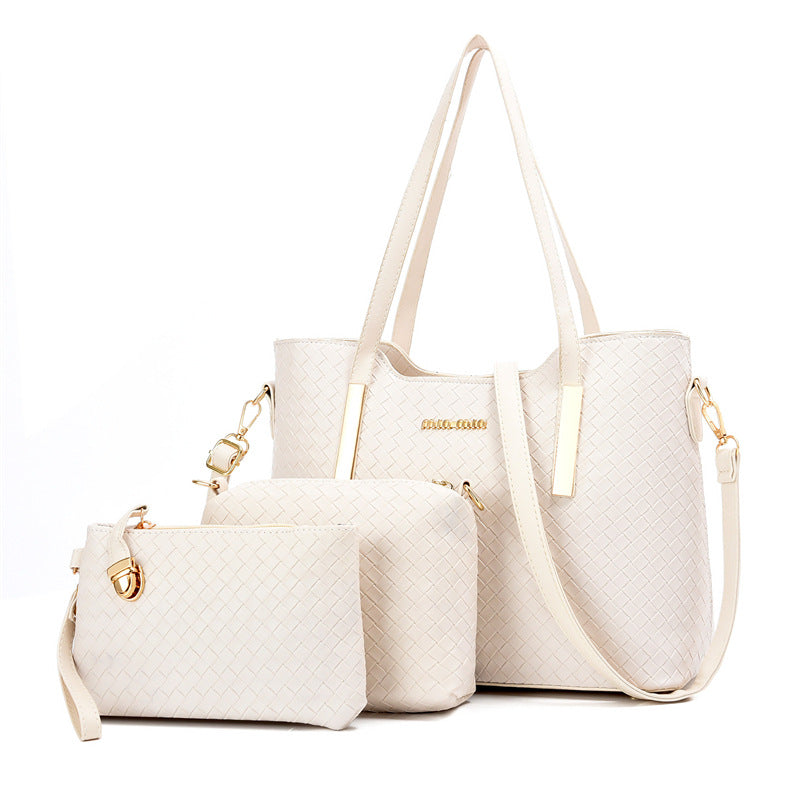 Popular Women's Embossed Woven Three-piece Tide Handbags