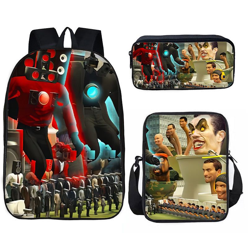 Toilet Primary Secondary Monitor Three-piece Set Elementary School Students' Schoolbags